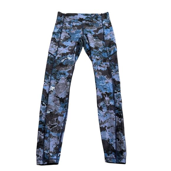 LULULEMON Speed Up Tights Screen Camo Blue Floral Pattern Women's Size 6 Running - Picture 1 of 8
